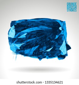 Blue brush stroke and texture. Grunge vector abstract hand - painted element. Underline and border design.