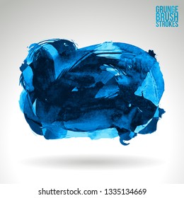 Blue brush stroke and texture. Grunge vector abstract hand - painted element. Underline and border design.