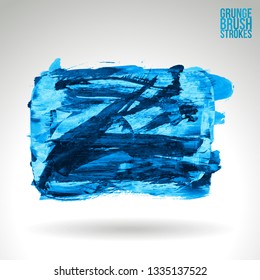 Blue brush stroke and texture. Grunge vector abstract hand - painted element. Underline and border design.