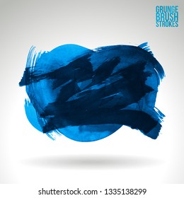 Blue brush stroke and texture. Grunge vector abstract hand - painted element. Underline and border design.