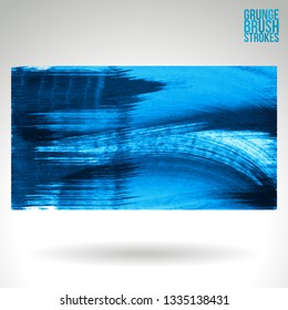 Blue brush stroke and texture. Grunge vector abstract hand - painted element. Underline and border design.