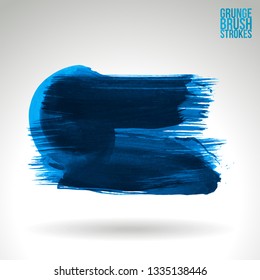 Blue brush stroke and texture. Grunge vector abstract hand - painted element. Underline and border design.