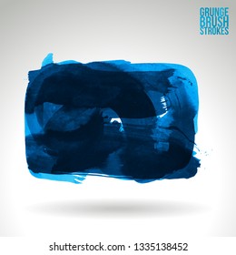 Blue brush stroke and texture. Grunge vector abstract hand - painted element. Underline and border design.