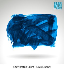 Blue brush stroke and texture. Grunge vector abstract hand - painted element. Underline and border design.