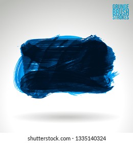 Blue brush stroke and texture. Grunge vector abstract hand - painted element. Underline and border design.