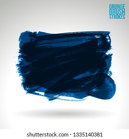 Blue brush stroke and texture. Grunge vector abstract hand - painted element. Underline and border design.