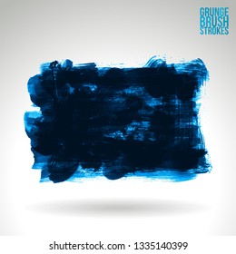 Blue brush stroke and texture. Grunge vector abstract hand - painted element. Underline and border design.