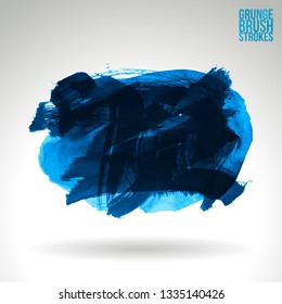 Blue brush stroke and texture. Grunge vector abstract hand - painted element. Underline and border design.