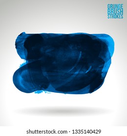 Blue brush stroke and texture. Grunge vector abstract hand - painted element. Underline and border design.
