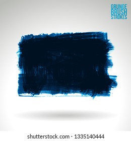 Blue brush stroke and texture. Grunge vector abstract hand - painted element. Underline and border design.