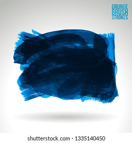 Blue brush stroke and texture. Grunge vector abstract hand - painted element. Underline and border design.