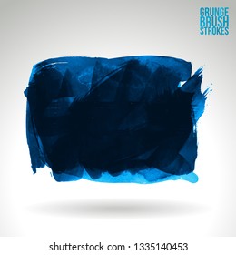 Blue brush stroke and texture. Grunge vector abstract hand - painted element. Underline and border design.