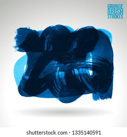 Blue brush stroke and texture. Grunge vector abstract hand - painted element. Underline and border design.