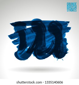 Blue brush stroke and texture. Grunge vector abstract hand - painted element. Underline and border design.