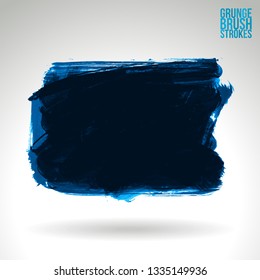 Blue brush stroke and texture. Grunge vector abstract hand - painted element. Underline and border design.