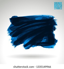 Blue brush stroke and texture. Grunge vector abstract hand - painted element. Underline and border design.