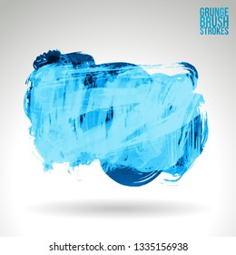 Blue brush stroke and texture. Grunge vector abstract hand - painted element. Underline and border design.