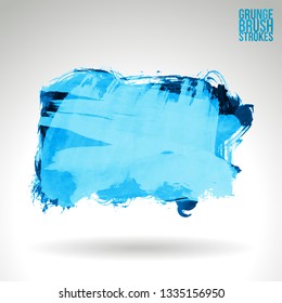 Blue brush stroke and texture. Grunge vector abstract hand - painted element. Underline and border design.