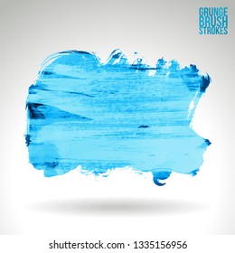 Blue brush stroke and texture. Grunge vector abstract hand - painted element. Underline and border design.