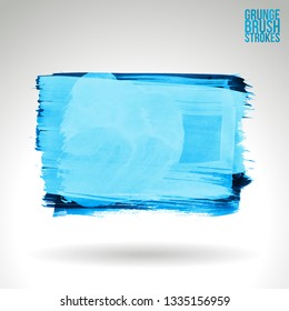Blue brush stroke and texture. Grunge vector abstract hand - painted element. Underline and border design.