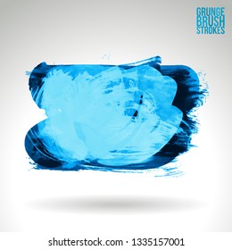 Blue brush stroke and texture. Grunge vector abstract hand - painted element. Underline and border design.