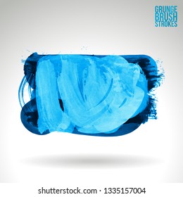 Blue brush stroke and texture. Grunge vector abstract hand - painted element. Underline and border design.