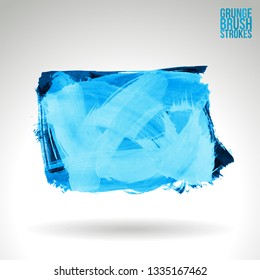 Blue brush stroke and texture. Grunge vector abstract hand - painted element. Underline and border design.