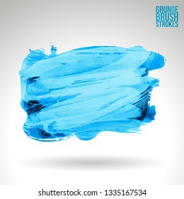 Blue brush stroke and texture. Grunge vector abstract hand - painted element. Underline and border design.