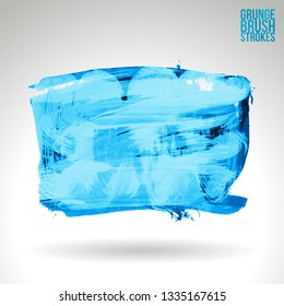 Blue brush stroke and texture. Grunge vector abstract hand - painted element. Underline and border design.