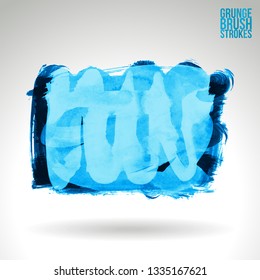 Blue brush stroke and texture. Grunge vector abstract hand - painted element. Underline and border design.