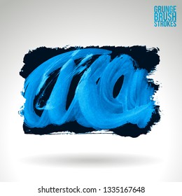 Blue brush stroke and texture. Grunge vector abstract hand - painted element. Underline and border design.