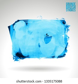 Blue brush stroke and texture. Grunge vector abstract hand - painted element. Underline and border design.