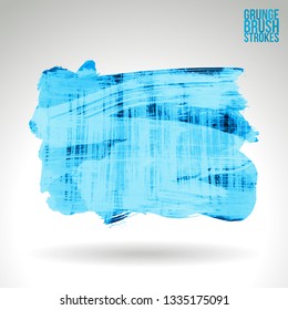Blue brush stroke and texture. Grunge vector abstract hand - painted element. Underline and border design.