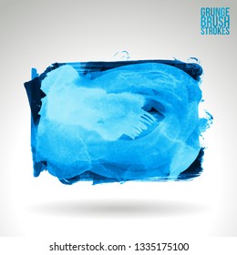 Blue brush stroke and texture. Grunge vector abstract hand - painted element. Underline and border design.