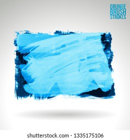 Blue brush stroke and texture. Grunge vector abstract hand - painted element. Underline and border design.