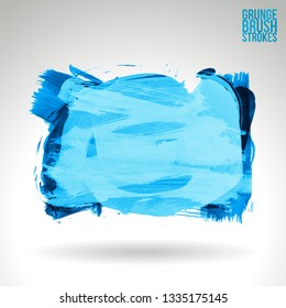 Blue brush stroke and texture. Grunge vector abstract hand - painted element. Underline and border design.
