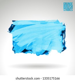 Blue brush stroke and texture. Grunge vector abstract hand - painted element. Underline and border design.