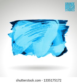 Blue brush stroke and texture. Grunge vector abstract hand - painted element. Underline and border design.