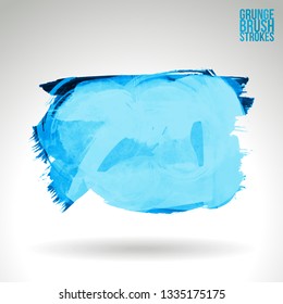 Blue brush stroke and texture. Grunge vector abstract hand - painted element. Underline and border design.