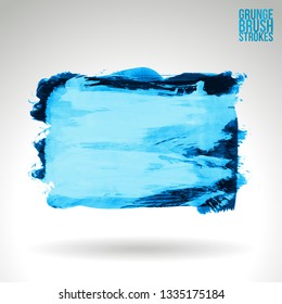 Blue brush stroke and texture. Grunge vector abstract hand - painted element. Underline and border design.