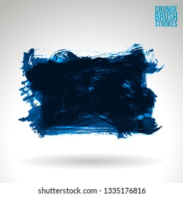 Blue brush stroke and texture. Grunge vector abstract hand - painted element. Underline and border design.