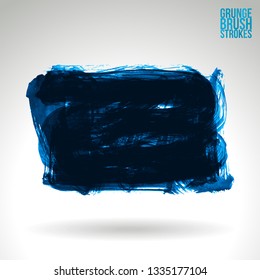 Blue brush stroke and texture. Grunge vector abstract hand - painted element. Underline and border design.