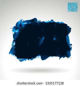 Blue brush stroke and texture. Grunge vector abstract hand - painted element. Underline and border design.