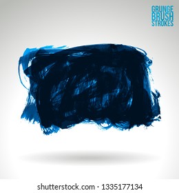 Blue brush stroke and texture. Grunge vector abstract hand - painted element. Underline and border design.