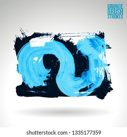 Blue brush stroke and texture. Grunge vector abstract hand - painted element. Underline and border design.