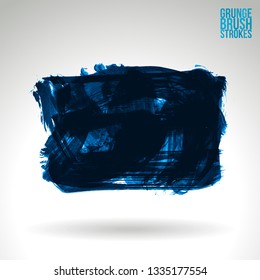 Blue brush stroke and texture. Grunge vector abstract hand - painted element. Underline and border design.