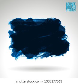 Blue brush stroke and texture. Grunge vector abstract hand - painted element. Underline and border design.