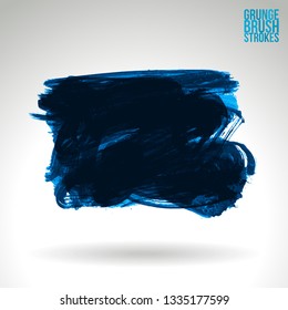 Blue brush stroke and texture. Grunge vector abstract hand - painted element. Underline and border design.