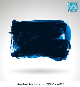 Blue brush stroke and texture. Grunge vector abstract hand - painted element. Underline and border design.
