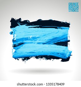 Blue brush stroke and texture. Grunge vector abstract hand - painted element. Underline and border design.